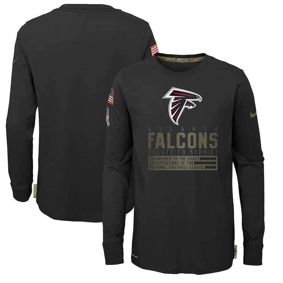 Nike Atlanta Falcons Youth Black Salute to Service Long Sleeve TShirt